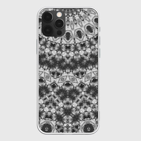 Чехол для iPhone 12 Pro с принтом Черно белый круглый узор  в Петрозаводске, силикон | область печати: задняя сторона чехла, без боковых панелей | калейдоскоп | мозаика | орнамент | серый | темный | черно белый | этнический