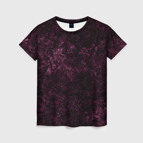 Женская футболка 3D с принтом Мраморная текстура камня в Петрозаводске, 100% полиэфир ( синтетическое хлопкоподобное полотно) | прямой крой, круглый вырез горловины, длина до линии бедер | абстрактный | бархатный | бордовый | камень | модный | мрамор | пурпурный | современный узор