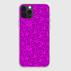 Чехол для iPhone 12 Pro Max с принтом Яркий цветочный неоновый узор в Петрозаводске, Силикон |  | детский | женский | малиновый | неоновый узор | розы | ярко розовый