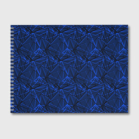 Альбом для рисования с принтом Черно-синий геометрический   в Петрозаводске, 100% бумага
 | матовая бумага, плотность 200 мг. | абстрактный | геометрические фигуры | геометрический | модный | молодежный | полосы | синий | синий и черный