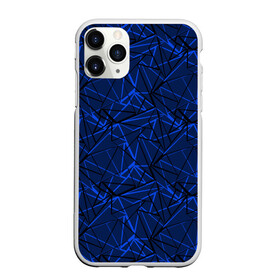 Чехол для iPhone 11 Pro матовый с принтом Черно-синий геометрический   в Петрозаводске, Силикон |  | абстрактный | геометрические фигуры | геометрический | модный | молодежный | полосы | синий | синий и черный