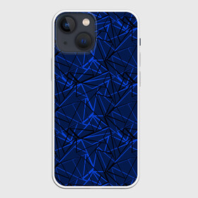 Чехол для iPhone 13 mini с принтом Черно синий геометрический в Петрозаводске,  |  | абстрактный | геометрические фигуры | геометрический | модный | молодежный | полосы | синий | синий и черный