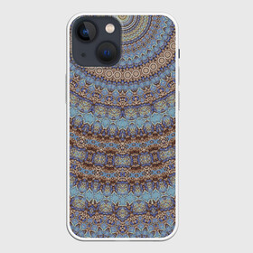 Чехол для iPhone 13 mini с принтом Этнический арабский узор в Петрозаводске,  |  | арабский | калейдоскоп | коричневый | круглый | орнамент | серый | украшение | этнический
