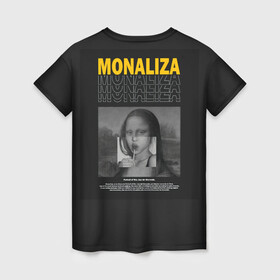 Женская футболка 3D с принтом MonaLiza в Петрозаводске, 100% полиэфир ( синтетическое хлопкоподобное полотно) | прямой крой, круглый вырез горловины, длина до линии бедер | искусство | картина | портрет | ренессанс | скетч | современность