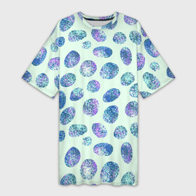 Платье-футболка 3D с принтом Драгоценные синие камни в Петрозаводске,  |  | абстракция | драгоценные камни | зеленый | нежный принт | синий | сияние | фиолетовый | цвет