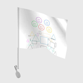 Флаг для автомобиля с принтом фигуры в Петрозаводске, 100% полиэстер | Размер: 30*21 см | forms | rainbow | smiles | squares | triangles | квадраты | радуга | смайлы | треугольники | улыбки
emoticons | фигуры