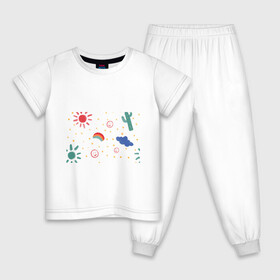 Детская пижама хлопок с принтом детский рисунок в Петрозаводске, 100% хлопок |  брюки и футболка прямого кроя, без карманов, на брюках мягкая резинка на поясе и по низу штанин
 | горошек | детский | радуга | рисунок | смайлик | солнышко