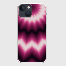 Чехол для iPhone 13 mini с принтом Черно пурпурный калейдоскоп в Петрозаводске,  |  | абстрактный | бордовый | геометрический | зигзаг | калейдоскоп | модный | орнамент | современный | черный