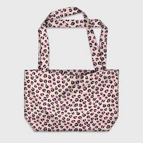 Пляжная сумка 3D с принтом Леопардовый принт розовый в Петрозаводске, 100% полиэстер | застегивается на металлическую кнопку; внутренний карман застегивается на молнию. Стенки укреплены специальным мягким материалом, чтобы защитить содержимое от несильных ударов
 | бежевый | леопард | леопардовый принт | молочный цвет | пятнистый | розовый