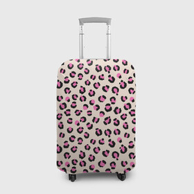 Чехол для чемодана 3D с принтом Леопардовый принт розовый в Петрозаводске, 86% полиэфир, 14% спандекс | двустороннее нанесение принта, прорези для ручек и колес | бежевый | леопард | леопардовый принт | молочный цвет | пятнистый | розовый