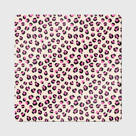 Магнит виниловый Квадрат с принтом Леопардовый принт розовый в Петрозаводске, полимерный материал с магнитным слоем | размер 9*9 см, закругленные углы | Тематика изображения на принте: бежевый | леопард | леопардовый принт | молочный цвет | пятнистый | розовый