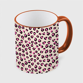 Кружка с полной запечаткой с принтом Леопардовый принт розовый в Петрозаводске, керамика | ёмкость 330 мл | бежевый | леопард | леопардовый принт | молочный цвет | пятнистый | розовый