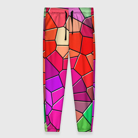 Женские брюки 3D с принтом Мозаика цветная в Петрозаводске, полиэстер 100% | прямой крой, два кармана без застежек по бокам, с мягкой трикотажной резинкой на поясе и по низу штанин. В поясе для дополнительного комфорта — широкие завязки | drawing | figure | mosaic | мозаика | рисунок | фигура