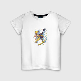 Детская футболка хлопок с принтом Музыкальный леопард  в Петрозаводске, 100% хлопок | круглый вырез горловины, полуприлегающий силуэт, длина до линии бедер | гитара | кошка | леопард | музыкальный леопард | отрыв | рок | цветочный леопард | цветы | язык