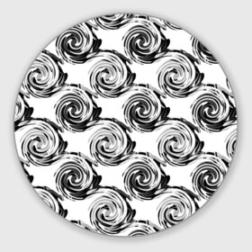 Коврик для мышки круглый с принтом Черно-белый абстрактный узор  в Петрозаводске, резина и полиэстер | круглая форма, изображение наносится на всю лицевую часть | абстрактный | винтажный | детский | круги | молодежный | ретро | современный | спирали