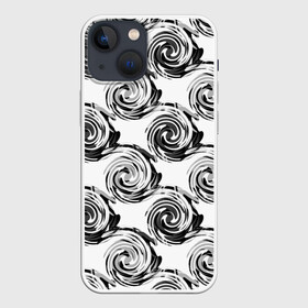 Чехол для iPhone 13 mini с принтом Черно белый абстрактный узор в Петрозаводске,  |  | абстрактный | винтажный | детский | круги | молодежный | ретро | современный | спирали
