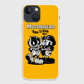 Чехол для iPhone 13 mini с принтом Motorhead x Cuphead в Петрозаводске,  |  | Тематика изображения на принте: alternative | cuphead | metall | motorhead | music | rock | альтернатива | капхэд | лемми | металл | моторхед | моторхэд | музыка | рок