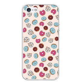 Чехол для iPhone 5/5S матовый с принтом Пончики донаты паттерн в Петрозаводске, Силикон | Область печати: задняя сторона чехла, без боковых панелей | десерт | донаты | еда | паттерн | пончики | розовый | сладкое | шоколадный