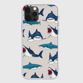 Чехол для iPhone 12 Pro Max с принтом Кровожадные акулы паттерн в Петрозаводске, Силикон |  | shark | акулы | кровожадные акулы | морские обитатели | опасный | паттерн | синий