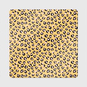 Магнит виниловый Квадрат с принтом Желтый леопардовый принт в Петрозаводске, полимерный материал с магнитным слоем | размер 9*9 см, закругленные углы | Тематика изображения на принте: желтый | леопардовый принт | паттерн | пятна | пятнистый | розовый | текстура