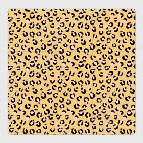 Магнитный плакат 3Х3 с принтом Желтый леопардовый принт в Петрозаводске, Полимерный материал с магнитным слоем | 9 деталей размером 9*9 см | Тематика изображения на принте: желтый | леопардовый принт | паттерн | пятна | пятнистый | розовый | текстура