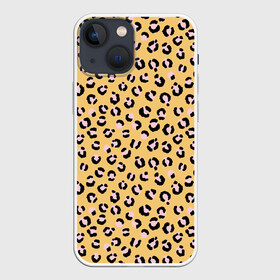 Чехол для iPhone 13 mini с принтом Желтый леопардовый принт в Петрозаводске,  |  | желтый | леопардовый принт | паттерн | пятна | пятнистый | розовый | текстура
