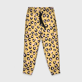 Детские брюки 3D с принтом Желтый леопардовый принт в Петрозаводске, 100% полиэстер | манжеты по низу, эластичный пояс регулируется шнурком, по бокам два кармана без застежек, внутренняя часть кармана из мелкой сетки | желтый | леопардовый принт | паттерн | пятна | пятнистый | розовый | текстура