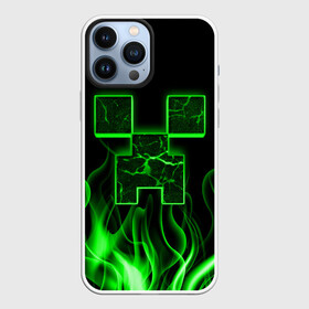 Чехол для iPhone 13 Pro Max с принтом MINECRAFT TEXTURE FIRE в Петрозаводске,  |  | creeper | fire | game | minecraft | железо | игра | компьютерная | крипер | криппер | майн | майнкрафт | огонь | пламя | текстура