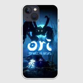 Чехол для iPhone 13 с принтом Крик, Ори и Ку в Петрозаводске,  |  | adventure | computer game | ori | ori and the will of the wisps | shriek | spirit of the forest | дух леса | компьютерная игра | крик | ори | ори и блуждающие огоньки | приключения