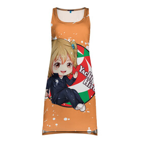 Платье-майка 3D с принтом Yachi Hitoka | Haikyu | Волейбол (Z) в Петрозаводске, 100% полиэстер | полуприлегающий силуэт, широкие бретели, круглый вырез горловины, удлиненный подол сзади. | haikuu | haikyu | haikyuu | yachi hitoka | волейбол | спортивная манга | хайку | хайкю