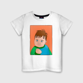 Детская футболка хлопок с принтом СЭМ ГРИНЕР - Success kid в Петрозаводске, 100% хлопок | круглый вырез горловины, полуприлегающий силуэт, длина до линии бедер | instagram | vk | you tube | в контакте | вк | инстаграм | мем | прикол | сэм гринер | успешный ребенок | ютуб