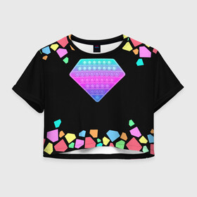 Женская футболка Crop-top 3D с принтом POP IT DIAMOND в Петрозаводске, 100% полиэстер | круглая горловина, длина футболки до линии талии, рукава с отворотами | pop it | simple dimple. симпл димпл | поп ит