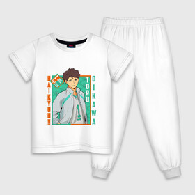 Детская пижама хлопок с принтом ТООРУ ОЙКАВА / OIKAWA TORU в Петрозаводске, 100% хлопок |  брюки и футболка прямого кроя, без карманов, на брюках мягкая резинка на поясе и по низу штанин
 | Тематика изображения на принте: anime | aoba johsai. | haikyu | manga | oikawa toru | аниме | аобаджосай | волейбол | герой | манга | персонаж | тоору ойкава