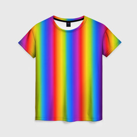 Женская футболка 3D с принтом Color gradient в Петрозаводске, 100% полиэфир ( синтетическое хлопкоподобное полотно) | прямой крой, круглый вырез горловины, длина до линии бедер | градиент | радуга | текстура | текстура градиента | трендовый градиент | тренды | цветной градиент