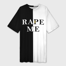 Платье-футболка 3D с принтом Rape Me | Kurt Cobain (+спина) (Z) в Петрозаводске,  |  | cobain | kurt | kurt donald cobain | nirvana | rape me | rock | smile | альтернативный рок | гранж | дэйв грол | крист новоселич | курт кобейн | нирвана | рок | смайл