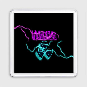 Магнит 55*55 с принтом STALKER LIGHTNING STRIKE в Петрозаводске, Пластик | Размер: 65*65 мм; Размер печати: 55*55 мм | Тематика изображения на принте: game | neon | stalker | stalker 2 | зона | игра | молния | неон | радиация | сталкер | сталкер 2 | чернобыль