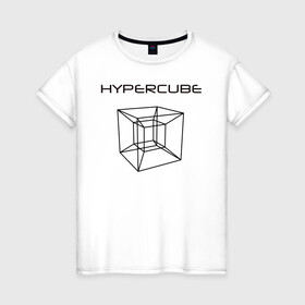 Женская футболка хлопок с принтом Гиперкуб в Петрозаводске, 100% хлопок | прямой крой, круглый вырез горловины, длина до линии бедер, слегка спущенное плечо | геометрия | гиперкуб | математика | студенты | фигуры