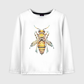 Детский лонгслив хлопок с принтом Акварельная пчела в Петрозаводске, 100% хлопок | круглый вырез горловины, полуприлегающий силуэт, длина до линии бедер | Тематика изображения на принте: bee | акварель | акварельная пчела | большая пчела | насекомое | пчела | реалистичная пчела