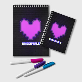 Блокнот с принтом UNDERTALE PURPLE HEART в Петрозаводске, 100% бумага | 48 листов, плотность листов — 60 г/м2, плотность картонной обложки — 250 г/м2. Листы скреплены удобной пружинной спиралью. Цвет линий — светло-серый
 | Тематика изображения на принте: sans | undertale | андертале | андертейл | игра | подземная история | подземная сказка | санс | сердце | ундертале