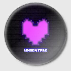 Значок с принтом UNDERTALE PURPLE HEART в Петрозаводске,  металл | круглая форма, металлическая застежка в виде булавки | sans | undertale | андертале | андертейл | игра | подземная история | подземная сказка | санс | сердце | ундертале