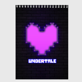 Скетчбук с принтом UNDERTALE PURPLE HEART в Петрозаводске, 100% бумага
 | 48 листов, плотность листов — 100 г/м2, плотность картонной обложки — 250 г/м2. Листы скреплены сверху удобной пружинной спиралью | Тематика изображения на принте: sans | undertale | андертале | андертейл | игра | подземная история | подземная сказка | санс | сердце | ундертале