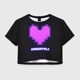 Женская футболка Crop-top 3D с принтом UNDERTALE PURPLE HEART в Петрозаводске, 100% полиэстер | круглая горловина, длина футболки до линии талии, рукава с отворотами | Тематика изображения на принте: sans | undertale | андертале | андертейл | игра | подземная история | подземная сказка | санс | сердце | ундертале