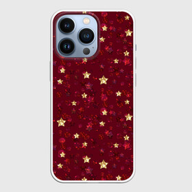 Чехол для iPhone 13 Pro с принтом Россыпи золотых звезд в Петрозаводске,  |  | блеск | блестящий | детский | звезды | золото | золотой и красный | красный | модный