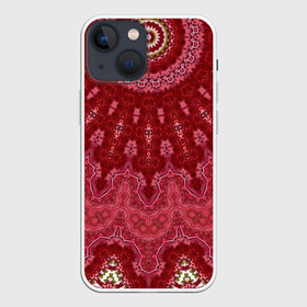 Чехол для iPhone 13 mini с принтом Красно розовый калейдоскоп в Петрозаводске,  |  | восточный | калейдоскоп | красный | красный калейдоскоп | круглый орнамент | орнамент | этнический