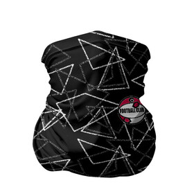 Бандана-труба 3D с принтом Черно-белый геометрический  в Петрозаводске, 100% полиэстер, ткань с особыми свойствами — Activecool | плотность 150‒180 г/м2; хорошо тянется, но сохраняет форму | Тематика изображения на принте: абстрактный | аппликация | геометрический | модный | треугольники | футбол | футбольный клуб | черно белый | черный фон