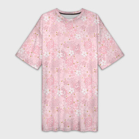 Платье-футболка 3D с принтом Нежно розовые цветы с блеском в Петрозаводске,  |  | Тематика изображения на принте: блеск | блестки | детский | золото | малышам | нежно розовый | розовые цветы | розовый и золотой
