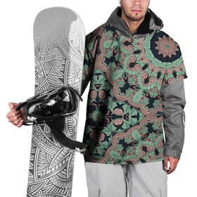 Накидка на куртку 3D с принтом зелено-бежевый калейдоскоп  в Петрозаводске, 100% полиэстер |  | Тематика изображения на принте: абстрактный | в горошек | восточный | калейдоскоп | коричневый и зеленый | модный | фисташковый | этнический