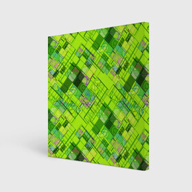 Холст квадратный с принтом Ярко-зеленый абстрактный узор в Петрозаводске, 100% ПВХ |  | абстрактный | геометрический | детский | зеленый неоновый | креативный | модный | молодежный | неоновый | яркий зеленый