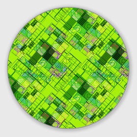 Коврик для мышки круглый с принтом Ярко-зеленый абстрактный узор в Петрозаводске, резина и полиэстер | круглая форма, изображение наносится на всю лицевую часть | Тематика изображения на принте: абстрактный | геометрический | детский | зеленый неоновый | креативный | модный | молодежный | неоновый | яркий зеленый