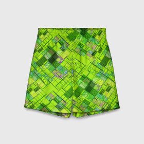 Детские спортивные шорты 3D с принтом Ярко-зеленый абстрактный узор в Петрозаводске,  100% полиэстер
 | пояс оформлен широкой мягкой резинкой, ткань тянется
 | абстрактный | геометрический | детский | зеленый неоновый | креативный | модный | молодежный | неоновый | яркий зеленый